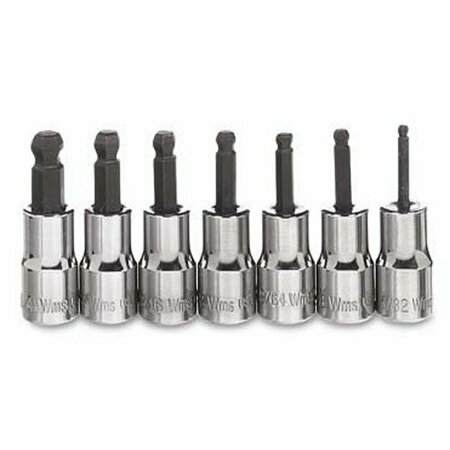 WILLIAMS Socket Set, 7 Pieces, 1/4 Inch Dr, 1/4 Inch Size JHWWSM-7HBA